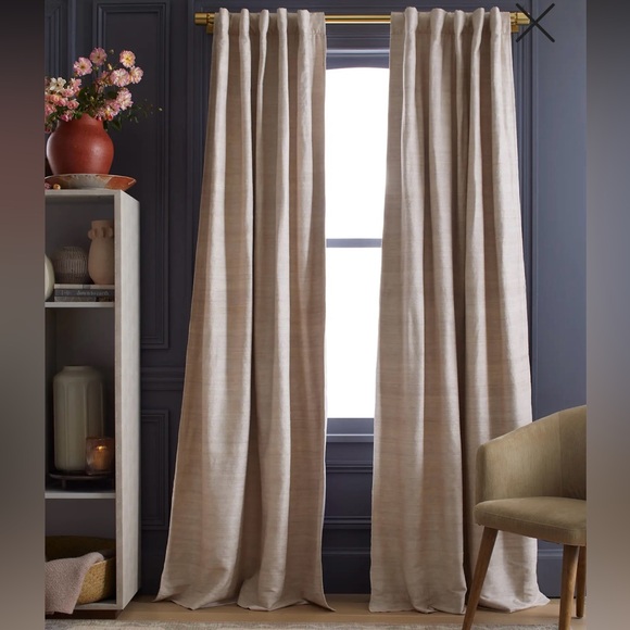 Quince Raw Silk Room Darkening Curtain Sand 48 x 108 NWOT - Picture 1 of 8